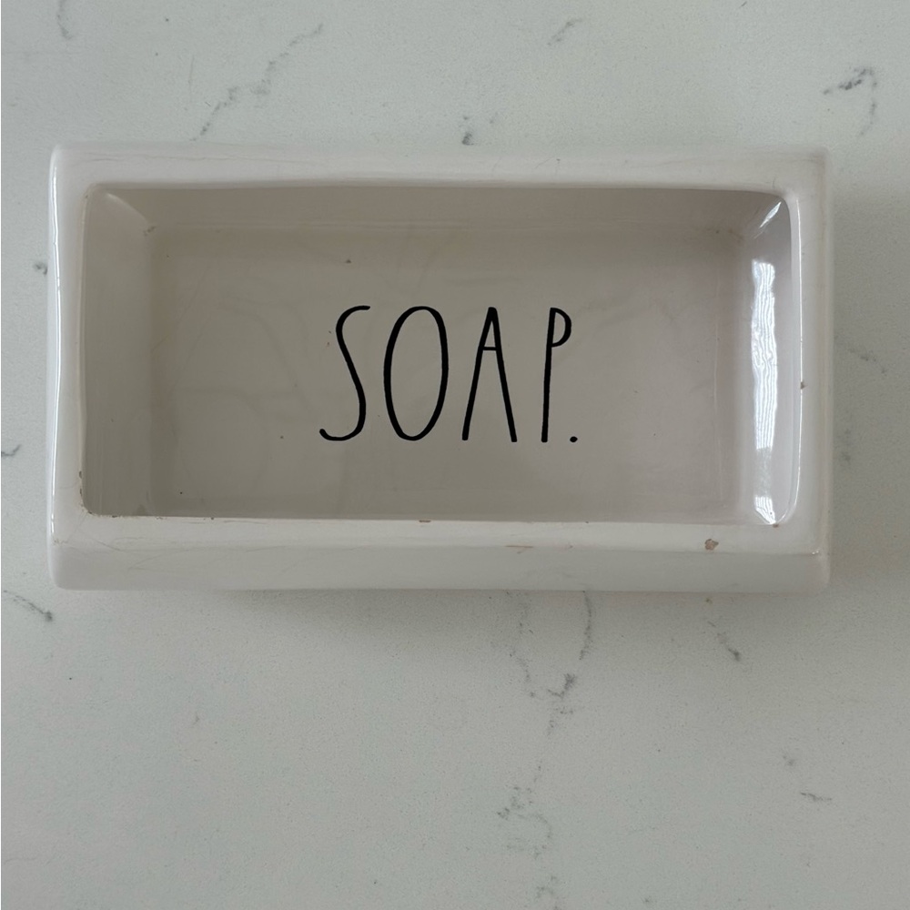 Rae Dunn “SOAP” Ceramic Soap Dish – Neutral White 🧼✨ - Picture 1 of 6